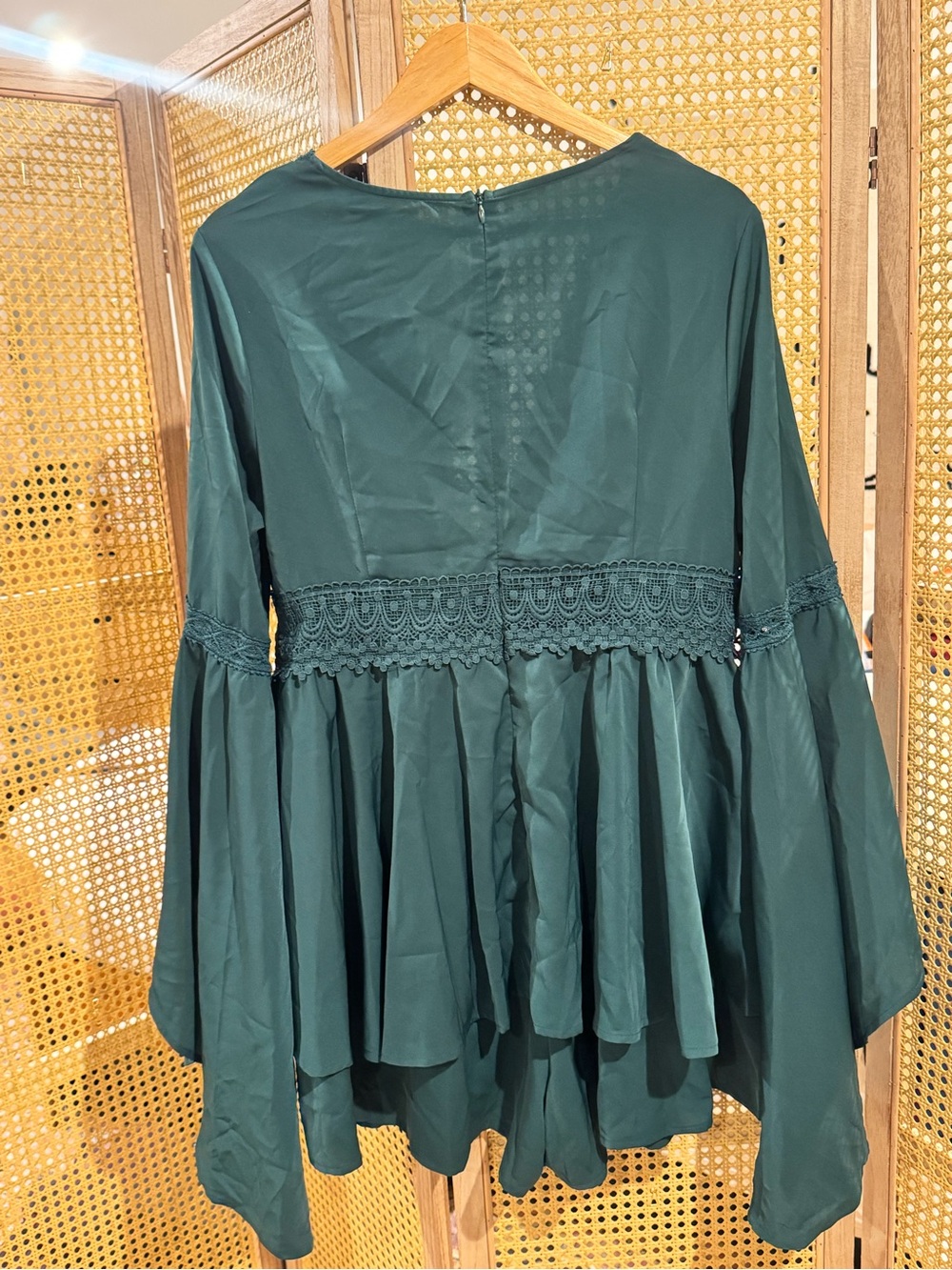 CIDER Women’s Deep Teal Green playsuit with Bell Sleeves - Picture 4 of 5